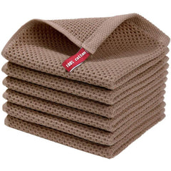 6pcs Dish Cloths Honeycomb Waffle Checkered Absorbent Rags