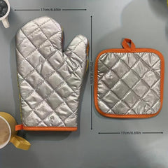 2pcs Colorful Printed Oven Mitts Heat Resistant Baking Gloves