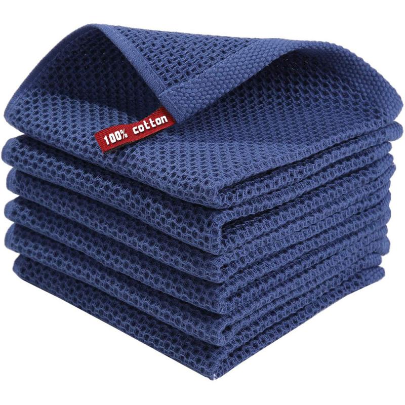 6pcs Honeycomb Absorbent Rag Kitchen Cleaning Dishcloth Scouring Pad Towel