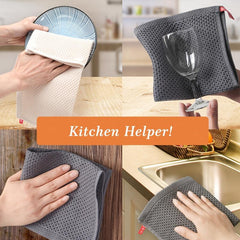 6pcs Honeycomb Absorbent Rag Kitchen Cleaning Dishcloth Scouring Pad Towel