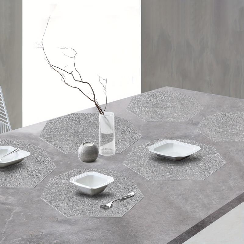 6pcs Plastic Placemats Washable Dining Table Mats Heat Insulation Pads