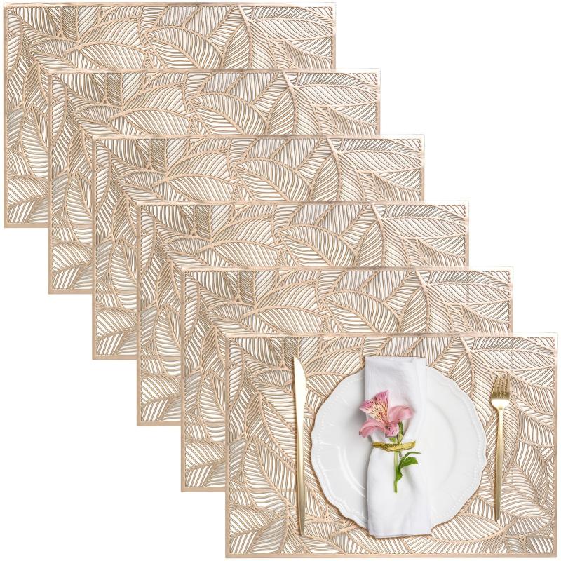 6pcs Plastic Placemats Washable Dining Table Mats Heat Insulation Pads
