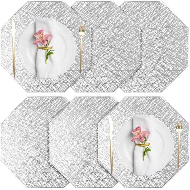 6pcs Plastic Placemats Washable Dining Table Mats Heat Insulation Pads