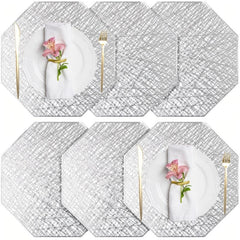 6pcs Plastic Placemats Washable Dining Table Mats Heat Insulation Pads