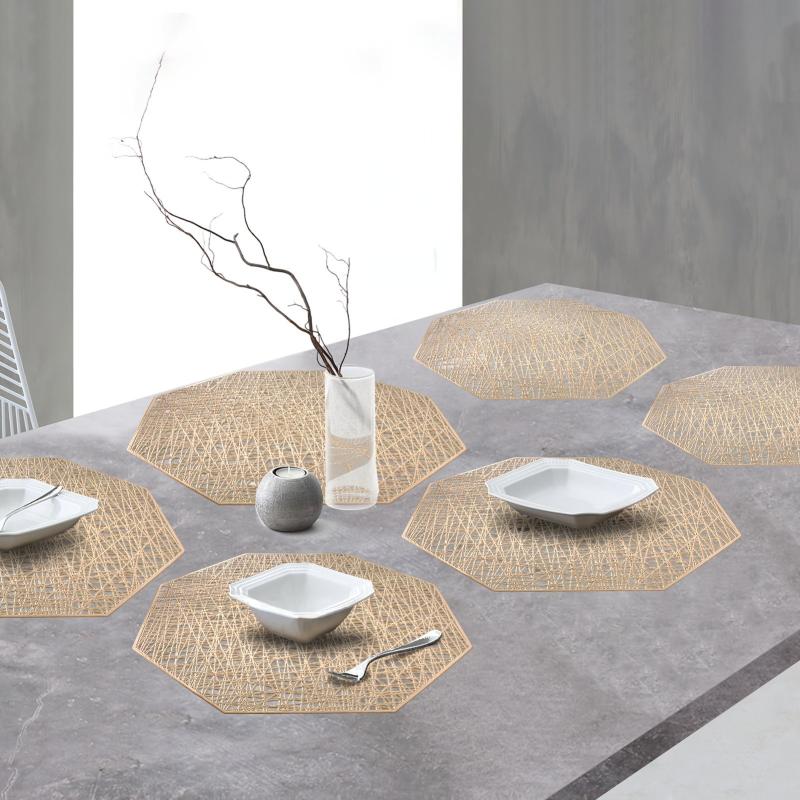 6pcs Plastic Placemats Washable Dining Table Mats Heat Insulation Pads