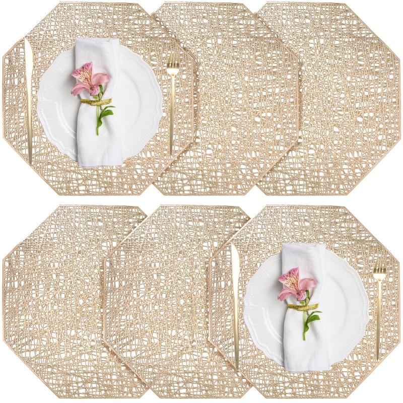 6pcs Plastic Placemats Washable Dining Table Mats Heat Insulation Pads