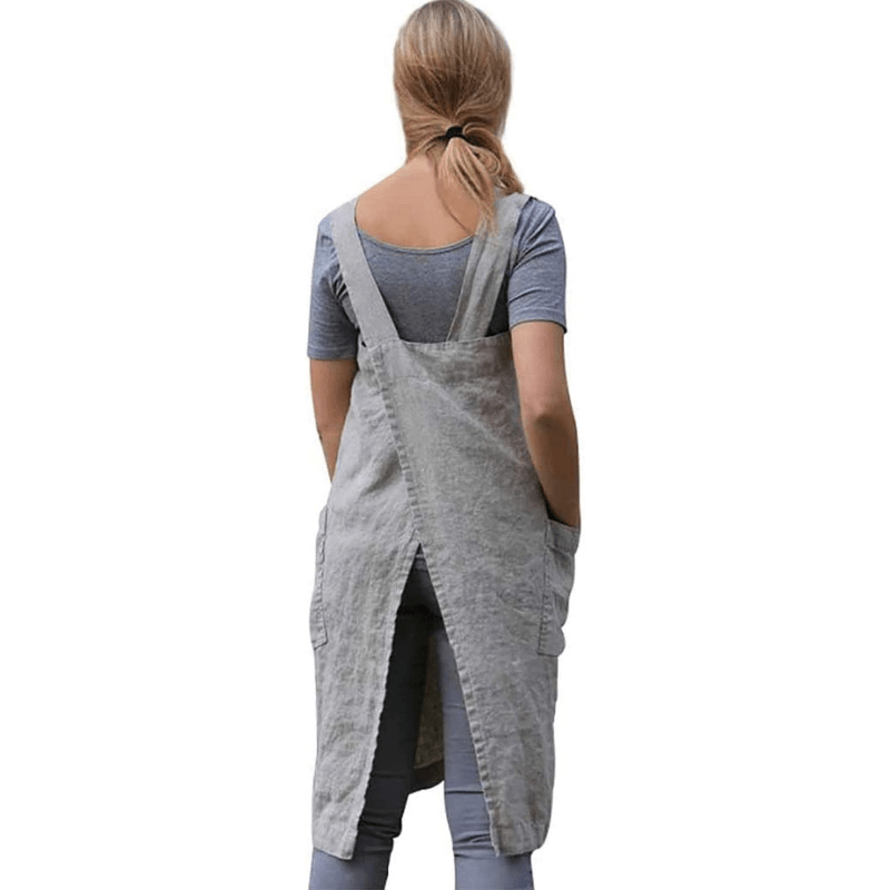 Women's Cotton Linen Cross Back Apron for Baking Cooking