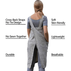 Women's Cotton Linen Cross Back Apron for Baking Cooking