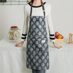 Polyester Waterproof Apron Pockets Women Cooking Baking Cleaning Kitchen