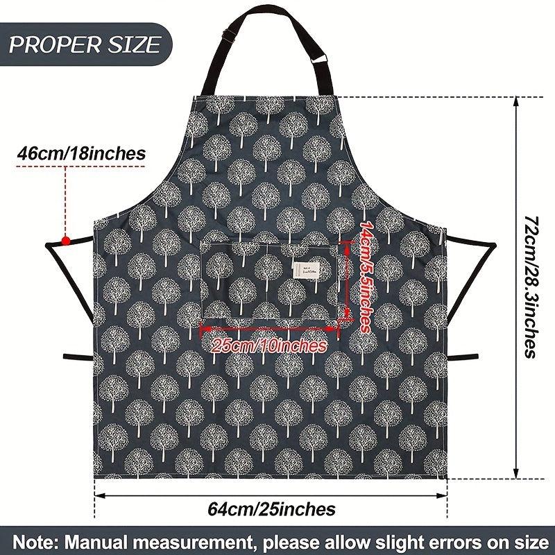 Polyester Waterproof Apron Pockets Women Cooking Baking Cleaning Kitchen