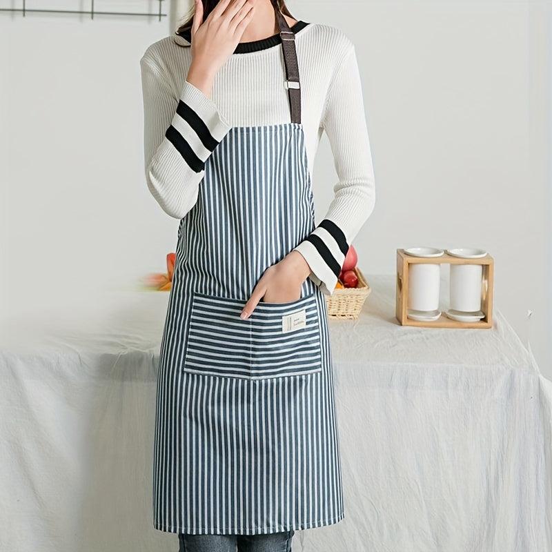 Polyester Waterproof Apron Pockets Women Cooking Baking Cleaning Kitchen