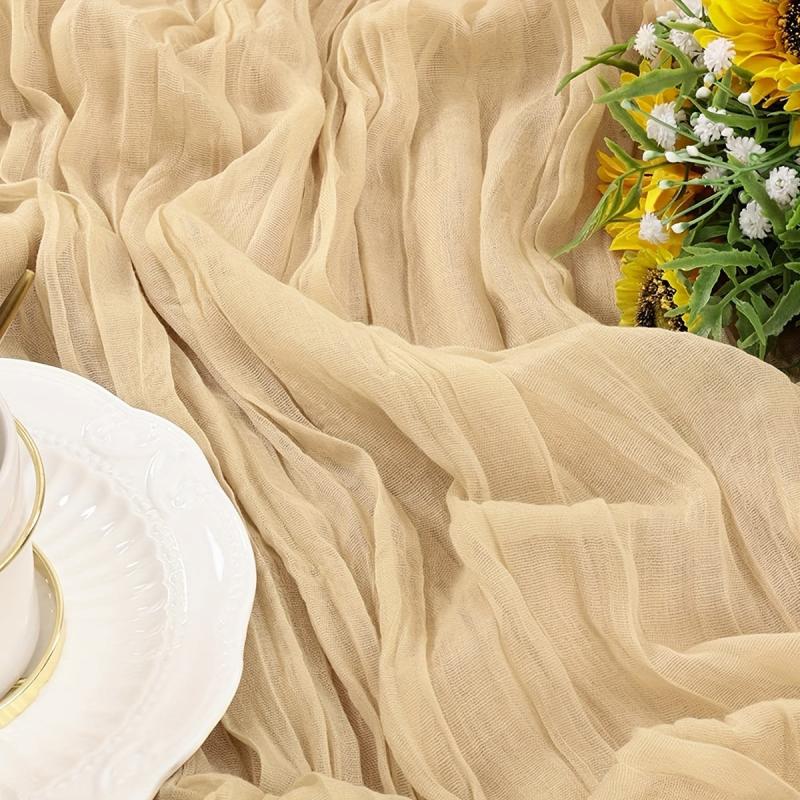 Ivory Rustic Gauze Bohemian Table Runner Cheesecloth Wedding Decor