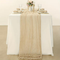 Ivory Rustic Gauze Bohemian Table Runner Cheesecloth Wedding Decor