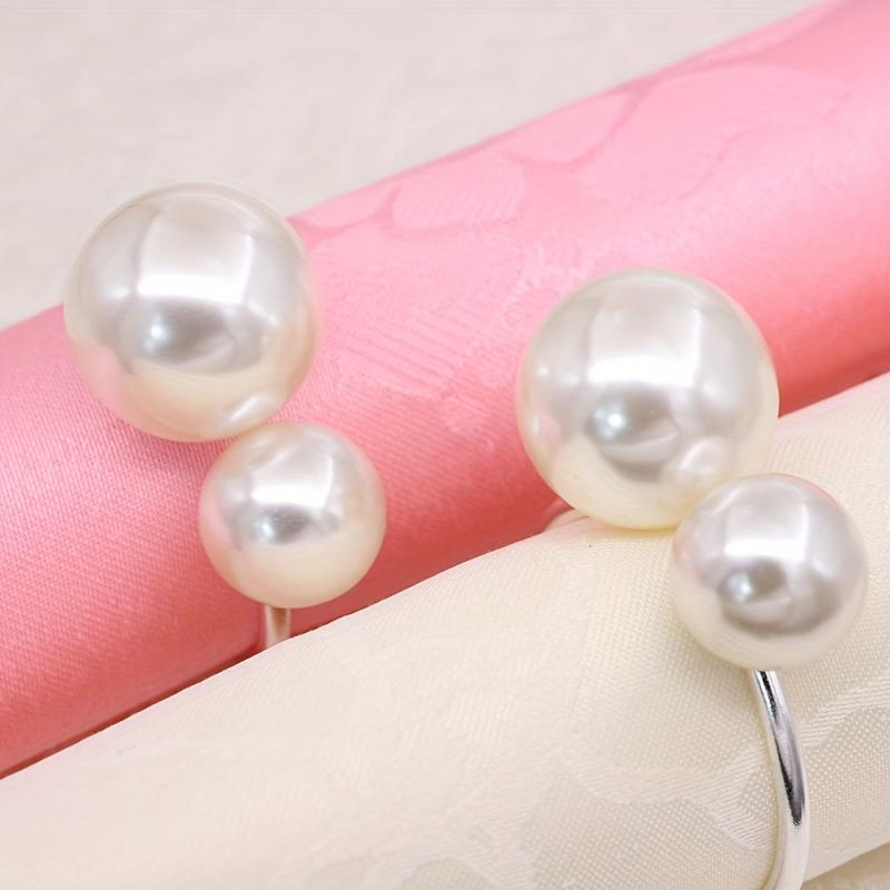 6pcs Pearl Napkin Ring High-end Hotel Table Decoration