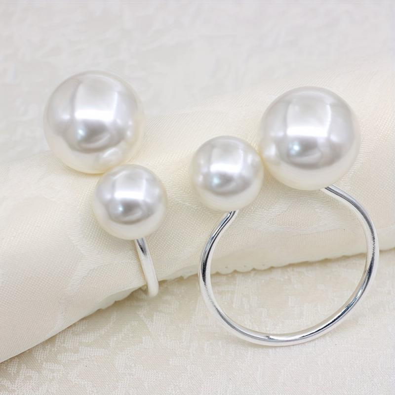 6pcs Pearl Napkin Ring High-end Hotel Table Decoration