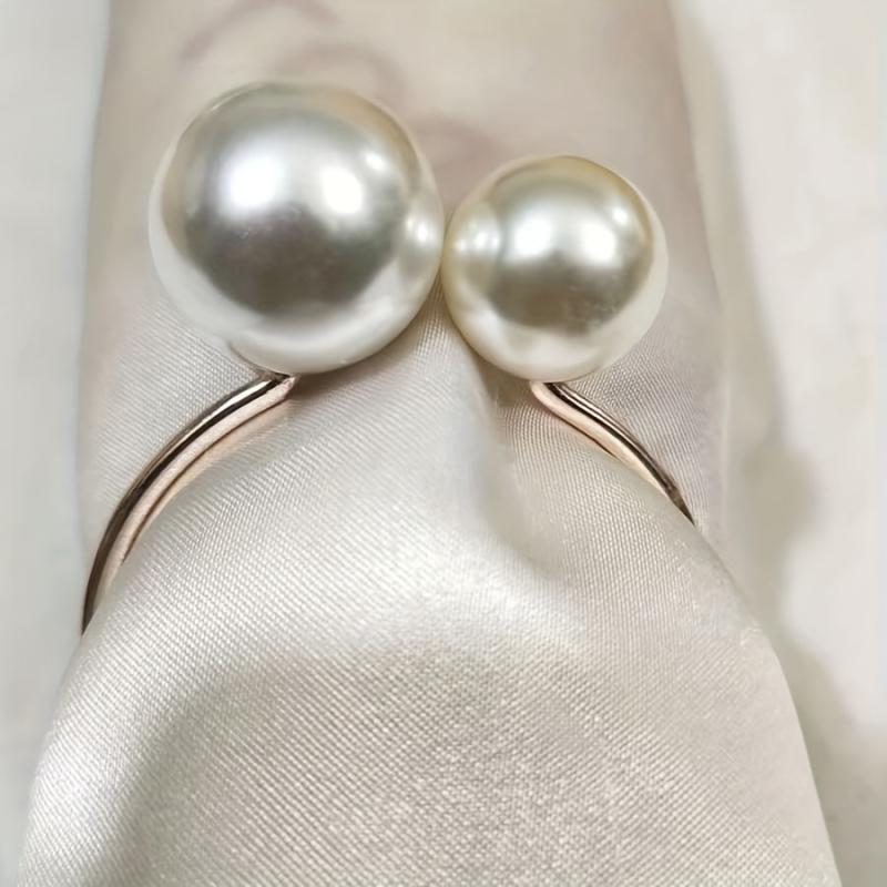 6pcs Pearl Napkin Ring High-end Hotel Table Decoration