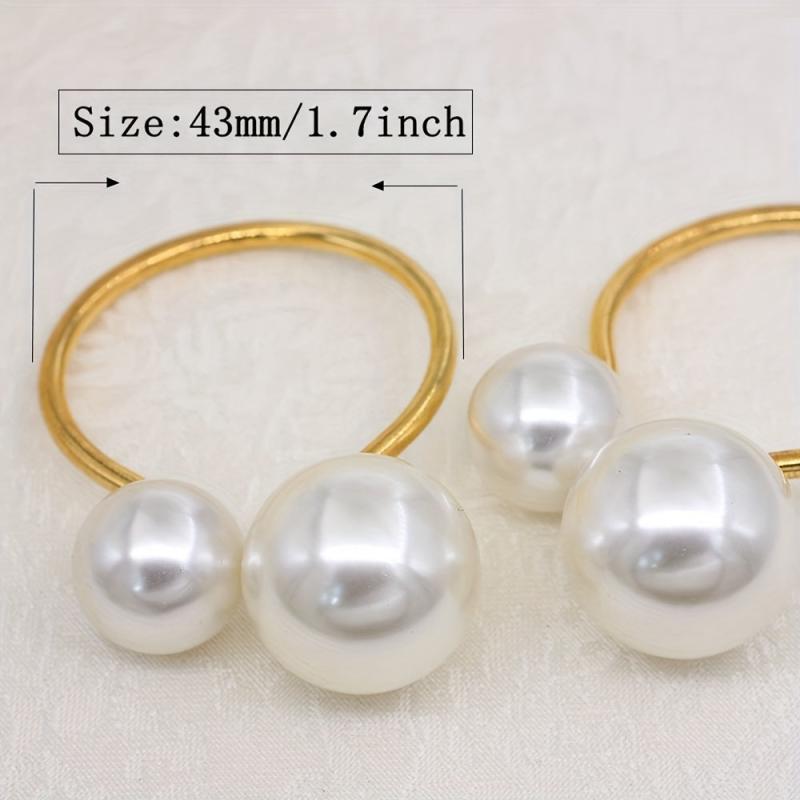6pcs Pearl Napkin Ring High-end Hotel Table Decoration