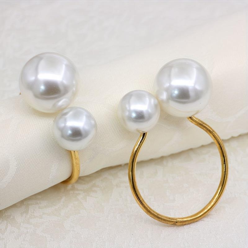 6pcs Pearl Napkin Ring High-end Hotel Table Decoration