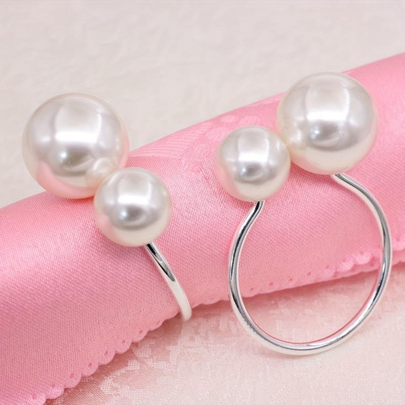 6pcs Pearl Napkin Ring High-end Hotel Table Decoration