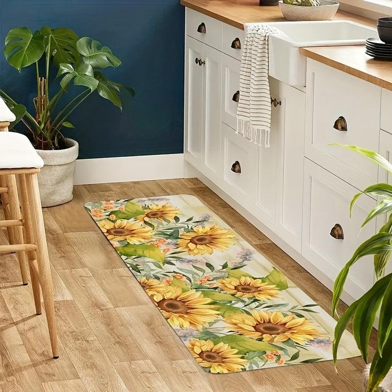 Sunflower Print Kitchen Mat Anti Slip Bathroom Carpet Absorbent Bath Mat
