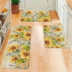 Sunflower Print Kitchen Mat Anti Slip Bathroom Carpet Absorbent Bath Mat