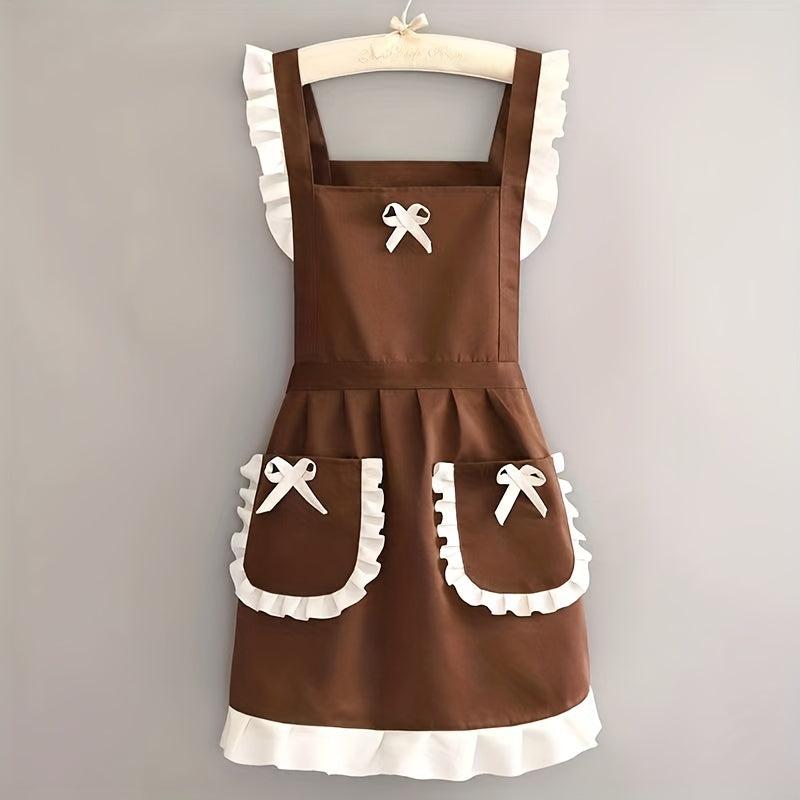 Polyester Apron Printed Cotton Japanese Maid Costume Strap Waist Kitchen