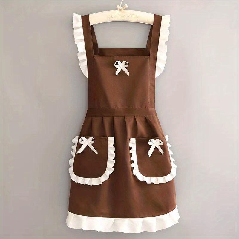 Polyester Apron Printed Cotton Japanese Maid Costume Strap Waist Kitchen