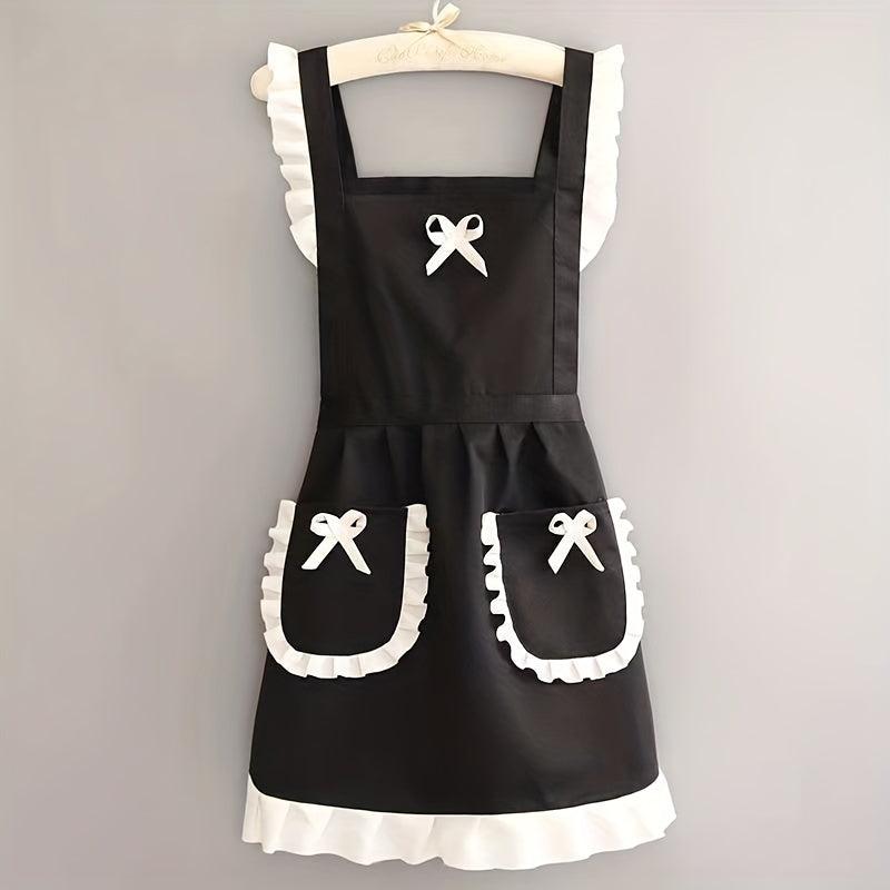 Polyester Apron Printed Cotton Japanese Maid Costume Strap Waist Kitchen