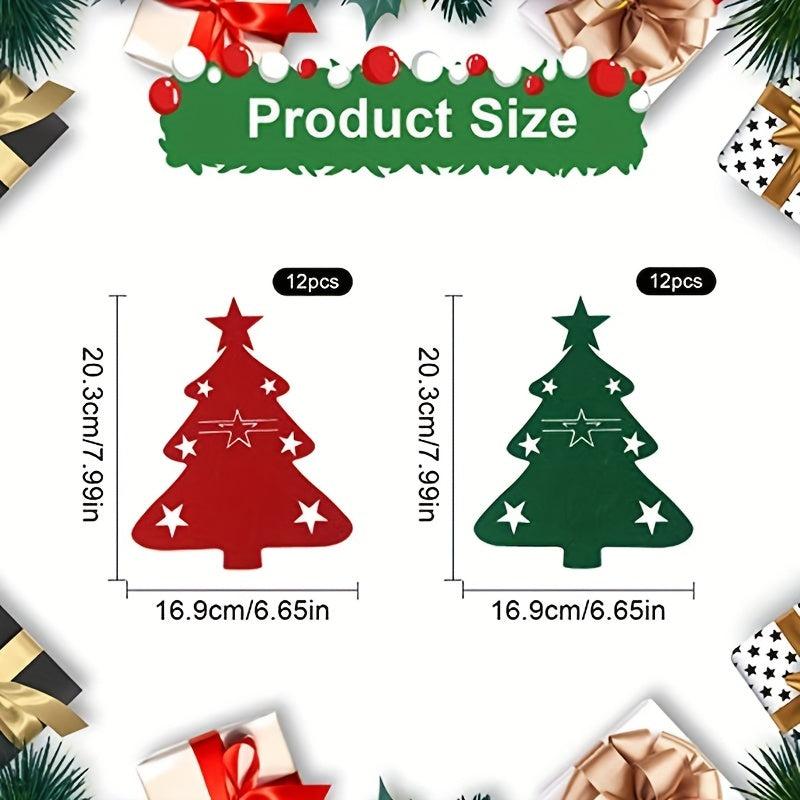 6pcs Christmas Cutlery Bag Nylon Stand Tree Centerpiece Table Ornament
