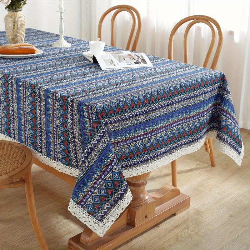 PVC Bohemian Rectangle Tablecloth Soft Tassel Stripe Restaurant Table Mat