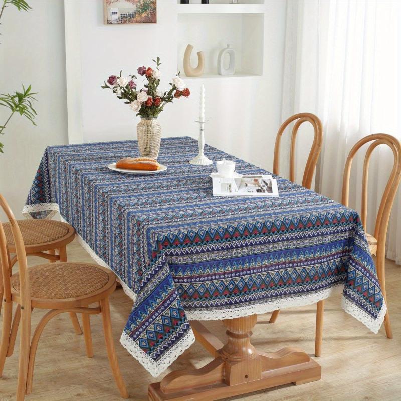 PVC Bohemian Rectangle Tablecloth Soft Tassel Stripe Restaurant Table Mat