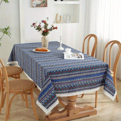 PVC Bohemian Rectangle Tablecloth Soft Tassel Stripe Restaurant Table Mat