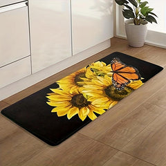 Sunflower Kitchen Rugs Non Slip Cushioned Stain Resistant Waterproof Floor Mat