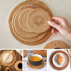 Rattan Braided Placemat Trivet Heat Resistant Thick Hot Pad Mat
