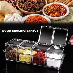 4pcs Clear Seasoning Box Set with Spoon and Rack