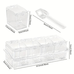 4pcs Clear Seasoning Box Set with Spoon and Rack