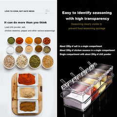 4pcs Clear Seasoning Box Set with Spoon and Rack