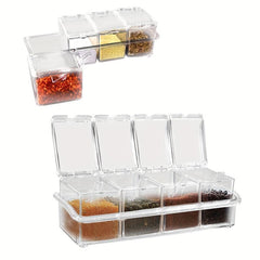 4pcs Clear Seasoning Box Set with Spoon and Rack