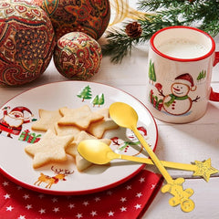 8pcs Christmas Spoon Set Stainless Steel for Drink Mixing Milkshake and Jam