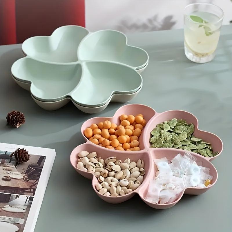 Heart Fruit Tray 4 Grid Snack Clover Small Fruit Basket