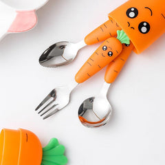 Baby Feeding Utensils Cartoon Fork Spoon Child Cutlery Set Kid Tableware