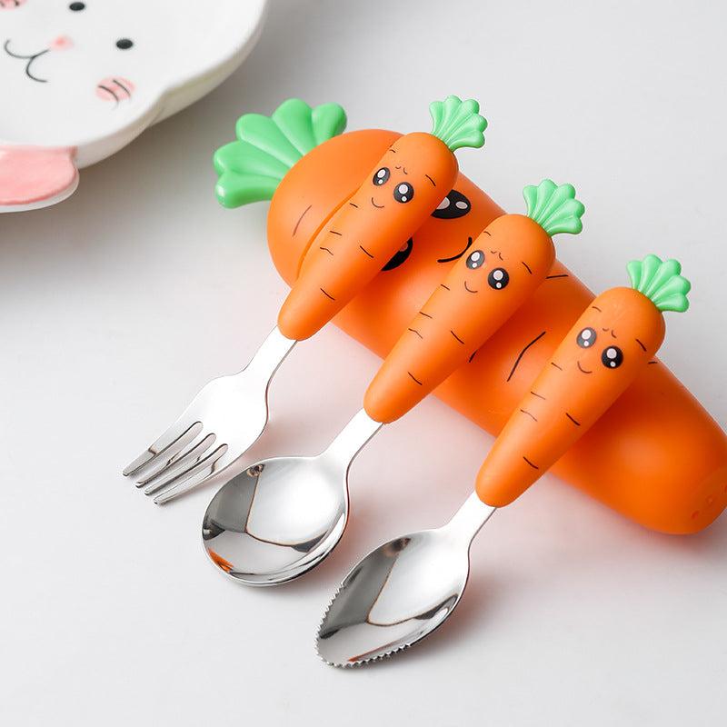 Baby Feeding Utensils Cartoon Fork Spoon Child Cutlery Set Kid Tableware