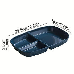 4PCS Unbreakable Three Grid Meal Plate Striped Snack Plate