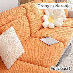 Polar Fleece Elastic Sofa Slipcover Jacquard Triangle Pattern
