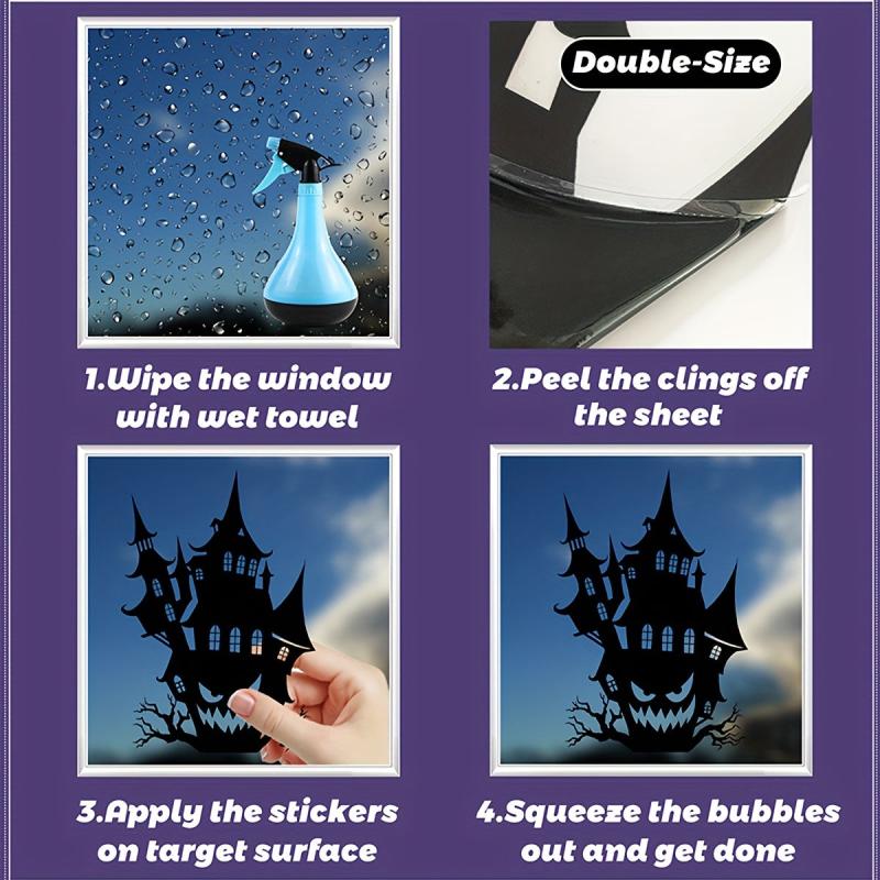 Halloween Static Electrostatic Window Stickers Double-Sided Glass Display