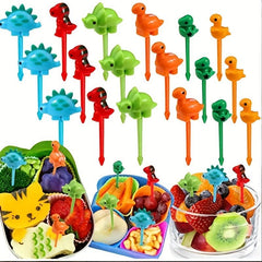 Mini Dinosaur Fruit Picks Toothpick Salad Cake Snack Fork Lunch Box Decor