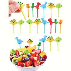 Mini Dinosaur Fruit Picks Toothpick Salad Cake Snack Fork Lunch Box Decor