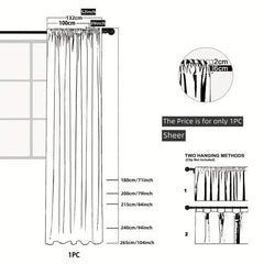 Line Embroidery Sheer Curtain Modern Geometric Window Rod Pocket - Home Decor