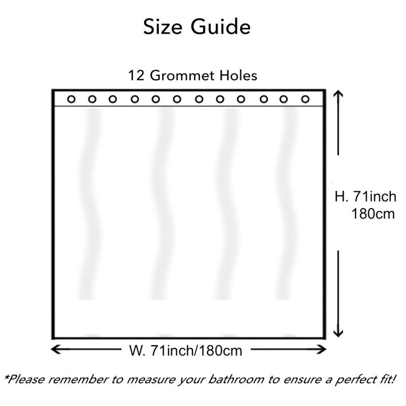 Gradient Shower Curtain Set with 12 Hooks - 71x71 - Waterproof & Non-Toxic