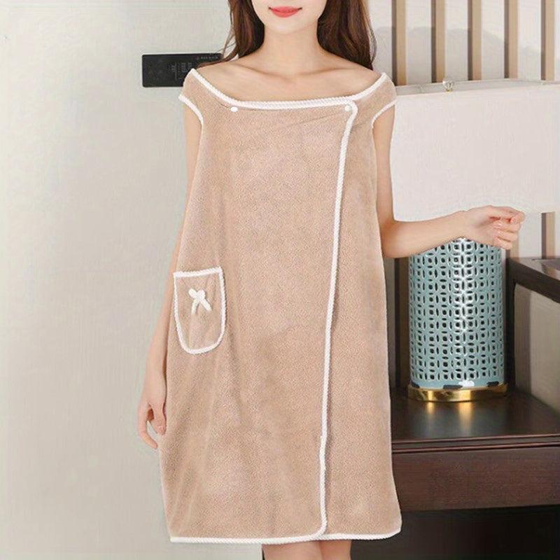 Large Bath Towel Ladies Shower Dress Soft Absorbent Pool Towel Coral Fleece